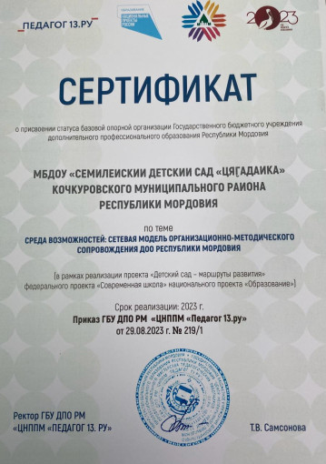 Статус базовой опорной организации Государственного бюджетного учреждения дополнительного профессионального образования Республики Мордовия Статус базовой опорной организации Государственного бюджетного учреждения дополнительного профессионального образования Республики Мордовия.